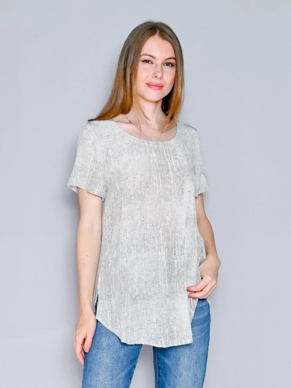 EILEEN FISHER Metaphor Printed Silk Short Sleeve Blouse Top Size Mp